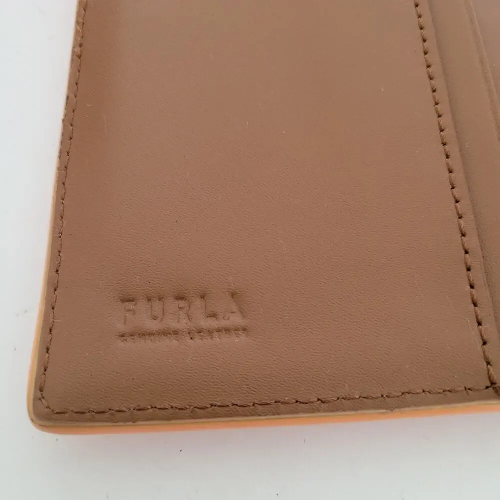 Furla Sofia Grainy Leather‎ Wallet Large Italian Bifold Large Orange Long Design